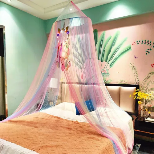 Miniatura 7 de Mosquitera de arco iris, toldo de cama de princesa para decoración de habitación de niñas o fiesta temática de unicornio