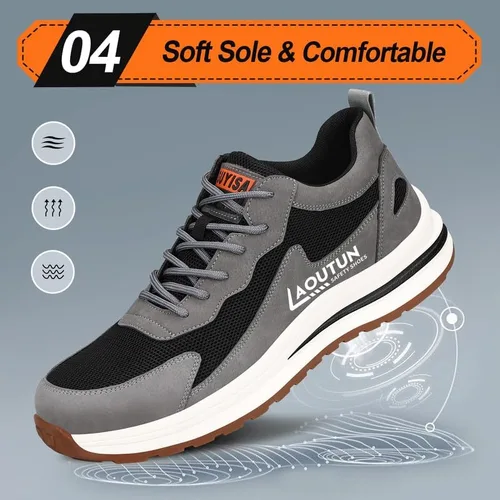 Miniatura 5 de LAoutun Zapatos de punta de acero para hombres y mujeres, zapatos de trabajo de seguridad indestructibles, ligeros, con puntera de acero