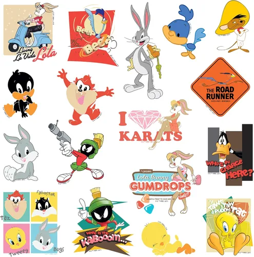 Miniatura 3 de Looney Tunes - Paquete variado de 100 calcomanías de vinilo troqueladas, calcomanías de personajes de dibujos animados para laptop, botella de agua