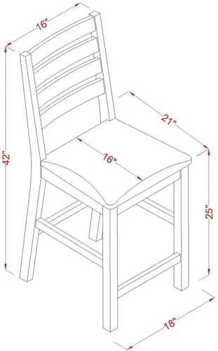 Miniatura 3 de East West Furniture CFS-OAK-C - Taburetes de bar con altura de mostrador de café, sillas de madera tapizadas de tela de lino, juego de 2, roble