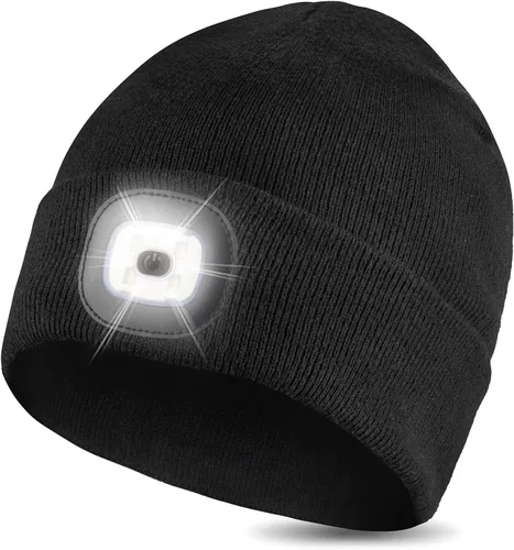 Miniatura 35 de Tutuko Gorro unisex con luz, gorro LED recargable por USB, sombrero LED con linterna, regalos para hombres, mujeres, papá