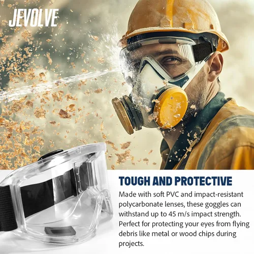 Miniatura 4 de Gafas de seguridad protectoras antivaho con lente transparente Visión amplia con diadema elástica ajustable perfecta para senderismo, surf, gafas