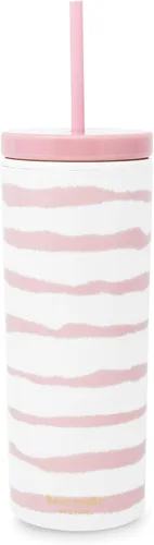 Miniatura 16 de kate spade new york Vaso aislado con popote reutilizable, taza de viaje de acrílico negro de 24 onzas con tapa, lunares Polka Dots