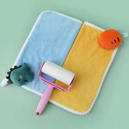 Miniatura 7 de FZBNSRKO Toalla de mano para niños, paquete de 4 toallas colgantes de algodón puro de dibujos animados, paño de vellón coral de doble cara