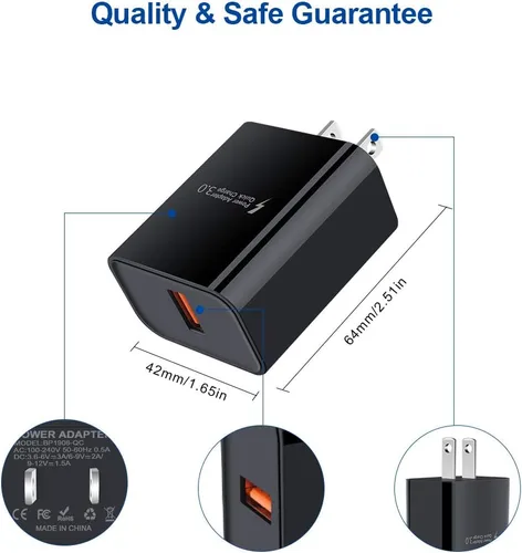 Miniatura 5 de Cargador micro USB, cargador rápido Android, cargador rápido 3.0 USB de pared rápido cable micro USB compatible con Motorola Moto E E5 E4 Plus/Play