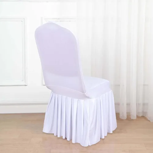 Miniatura 6 de Efavormart 1 juego de fundas para sillas de banquete con volantes y falda plisada de spandex blanco, fundas elásticas lavables con bolsillos