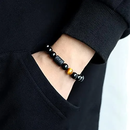 Miniatura 4 de CSIYANJRY99 Pulseras del zodiaco para hombres y mujeres, signo del zodiaco, 12 constelaciones, horóscopo, pulsera de 0.315 in, obsidiana natural