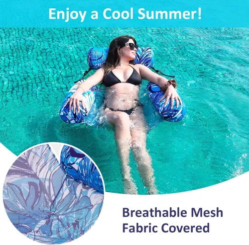 Miniatura 4 de Silla flotante inflable para piscina, paquete de 2 flotadores de piscina para adultos, resistentes, sillas flotantes de agua, flotadores inflables