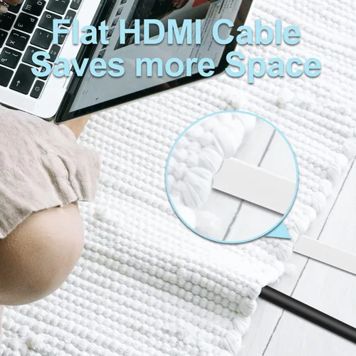 Miniatura 6 de Postta Cable HDMI plano de 100 pies, cable HDMI 2.0 plano con refuerzo de señal incorporado, soporte 4K, 3D, 1080p, Ethernet y retorno de audio