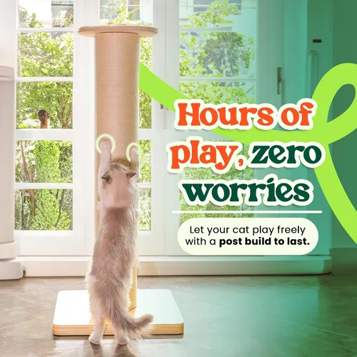 Miniatura 3 de Poste rascador para gatos de 50 pulgadas de alto, poste rascador extragrande para gatos más grandes (maine coon), poste de 7.3 pulgadas de grosor