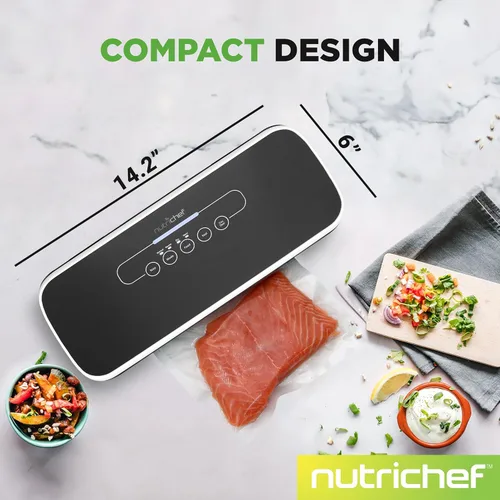Miniatura 2 de NutriChef Sellador automático al vacío de alimentos, sistema eléctrico de conservación por sellado de aire para alimentos secos y húmedos, control