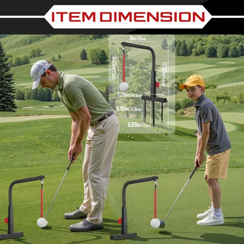 Miniatura 7 de Entrenador de Swing de Golf - Ayuda de Entrenamiento de Swing de Golf de Hierro Duradera - Accesorios de Golf para Niños y Jóvenes con Bola