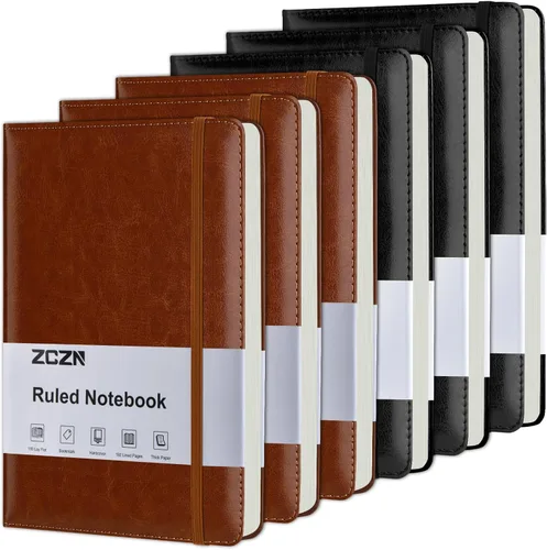 Miniatura 8 de ZCZN Cuadernos de Diario Forrados para Trabajo, 14x21 cm, 192 Páginas, Cuadernos de Cuero de Tapa Dura A5 para Escritura, Diario y Viaje, Cuadernos