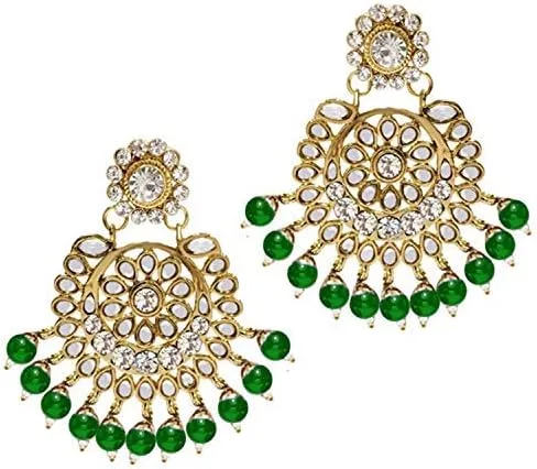 Miniatura 3 de Aheli Indian Ethnic Wedding Faux Kundan Beaded Bridal Long Necklace Earrings with Maang Tikka Traditional Jewellery Set for Women
