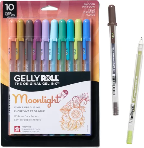Miniatura 11 de SAKURA Gelly Roll Moonlight 25 Pack, 06 Punta fina, Bolígrafos de tinta de gel opacos brillantes, tinta cremosa y suave, escribe sobre papel oscuro