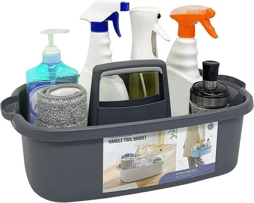 Miniatura 17 de Goderewild Organizador de limpieza de plástico multiusos con asa, organizador de ducha, cesta de almacenamiento, bolsas portátiles para suministros