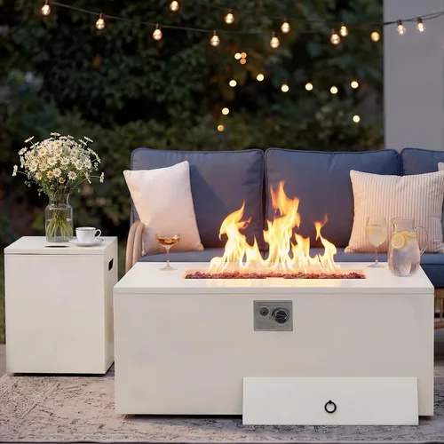 Miniatura 8 de ECOTOUGE Mesa de cubierta de tanque de propano, 15.5 pulgadas para mesa de fuego, mesa oculta cilíndrica para exteriores para fogata de gas