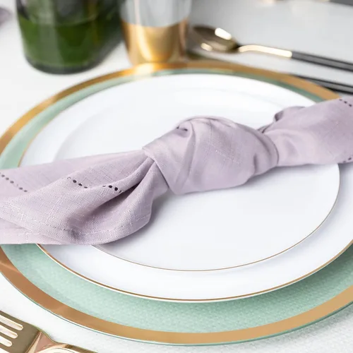 Miniatura 3 de [30 unidades de 6.3 pulgadas] Platos de fiesta de plástico blanco con borde dorado Colección Premium pesado elegante vajilla desechable Color blanco