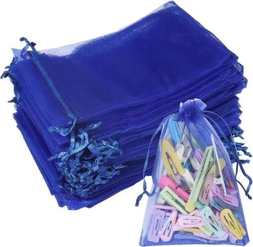 Miniatura 16 de Partyeah 50 bolsas de organza de 4 x 6 pulgadas, pequeñas bolsas de malla para joyas, bolsas con cordón para bolsas de regalo de organza de dulces