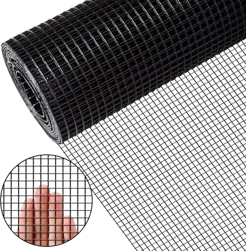 Miniatura 9 de Zevemomo Paño de hardware de 24 pulgadas x 50 pies 1/4 pulgadas, valla de alambre de pollo recubierto de vinilo negro, rollo de malla soldada