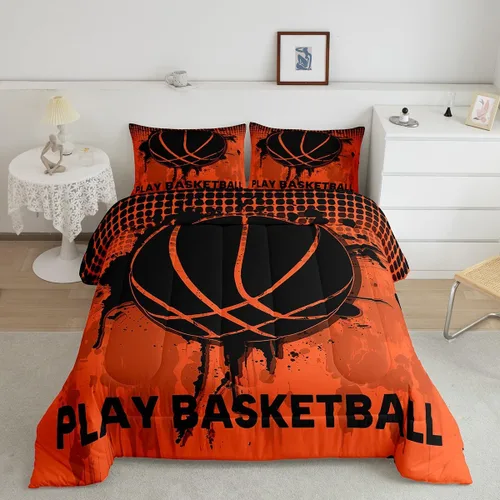 Miniatura 103 de Feelyou Juego de edredón de baloncesto para niñas y niños, juego de ropa de cama con juegos de pelota, decoración de habitación, regalo para amantes