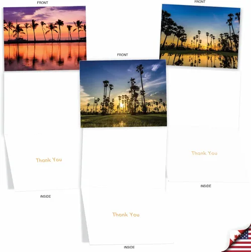 Miniatura 3 de The Best Card Company Juego de 10 tarjetas de agradecimiento surtidas de 4 x 5.12 pulgadas con sobres (10 diseños, 1 cada uno) Palm Beaches M6457TYG