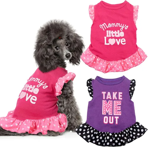 Miniatura 6 de Vestidos de perro de 2 piezas para perros, linda niña, vestido de mascota, vestido de mamá, cachorro, camisa, falda, vestidos para mascotas, ropa