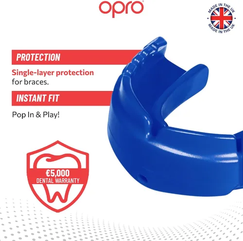Miniatura 3 de OPRO Protector bucal a presión para aparatos ortopédicos de ajuste instantáneo (azul eléctrico) a partir de 10 años, protector bucal de boxeo