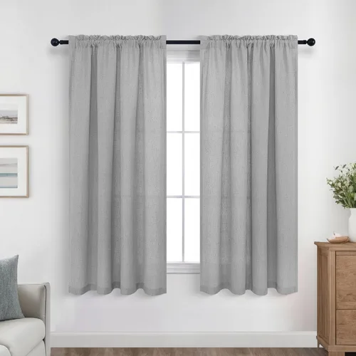 Miniatura 96 de KOUFALL Juego de 2 cortinas de puerta francesa, cortinas de lino para puerta/ventana, cortina transparente boho para cristal lateral delantero
