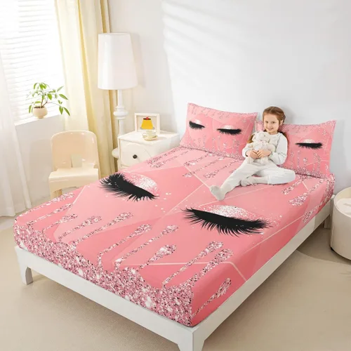 Miniatura 7 de Feelyou Sábanas de cama de lujo para niñas, juego de ropa de cama de lujo para niñas, juego de ropa de cama rosa jade ultra suave decoración
