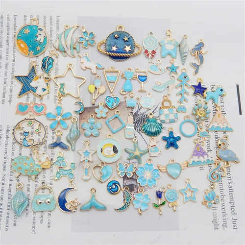 Miniatura 4 de JJG Ventas al por mayor 80 piezas (40 pares) surtido chapado en oro esmalte delicado colgantes colgantes encantos para pendientes fabricación