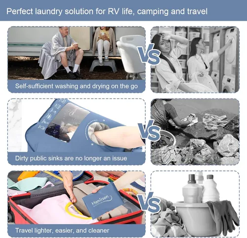Miniatura 8 de Bolsa de Lavado Máquina de Lavar Portátil para Camping Viajes Lavandería Bolsa de Lavado Ropa de Bebé Lavadora Manual Bolsas Secas Lavado de Manos