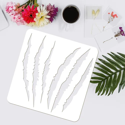 Miniatura 3 de FINGERINSPIRE Plantilla de marcas de garra de 11.8 x 11.8 pulgadas, plantillas de marcas de arañazos de animales, plantilla de plástico