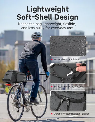 Miniatura 6 de KEMIMOTO Bolsa trasera para bicicleta – Bolsas de PVC resistentes al agua de 8 L para portabicicletas, alforja para maletero de bicicleta para Gris