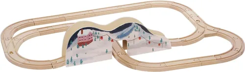 Miniatura 3 de Manhattan Toy Alpine Express - Juego de tren de juguete de madera de 49 piezas con accesorios escénicos para niños de 3 años en adelante
