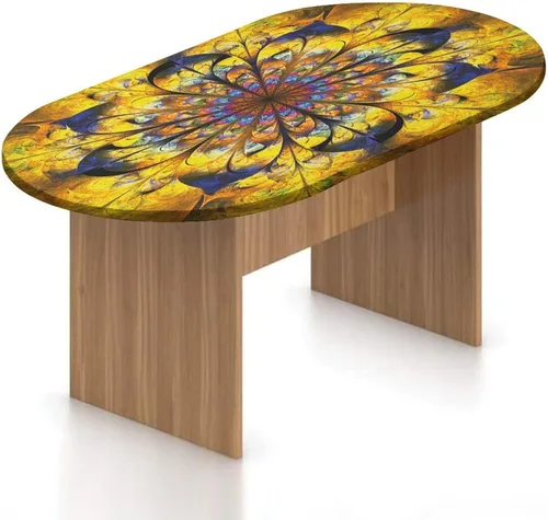 Miniatura 10 de XISUNYA Mantel ovalado ajustable de poliéster elástico, diseño de azulejos geométricos coloridos tradicionales, estampado oriental, se adapta a