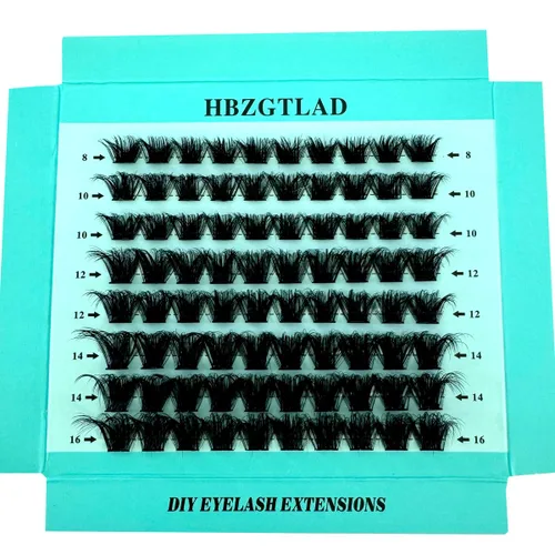Miniatura 10 de Mezcla de pestañas postizas 3D esponjosas de un solo racimo, abanicos de volumen, pestañas individuales segmentadas naturales para extensión