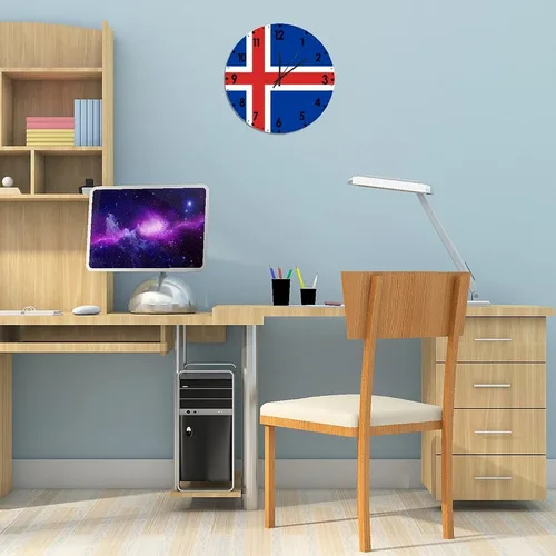 Miniatura 510 de Cheyan Reloj de pared con bandera de Canadá de 12 pulgadas, silencioso, sin tictac, de PVC, funciona con pilas, reloj redondo decorativo, regalo