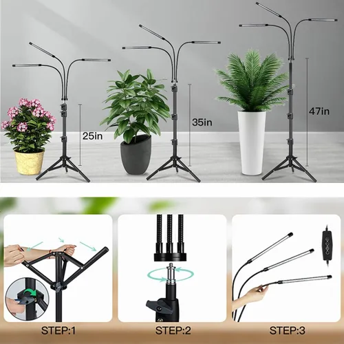 Miniatura 3 de GHodec Luz de Crecimiento con Soporte, 60 LED 5500K Luz de Planta de Piso de Espectro Completo para Plantas de Interior en Crecimiento, 5 Niveles