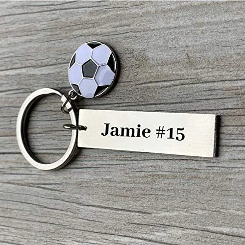 Miniatura 3 de Personalized Engraved Soccer Keychain, Custom Unisex Stainless Steel Soccer Gift, Soccer Jewelry, Gift for Boy and Girl Soccer Players