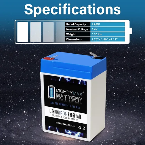 Miniatura 3 de Mighty Max Battery Batería de repuesto de litio de 6V 4.5AH compatible con Nite Lite NL640 BLMFM6_5