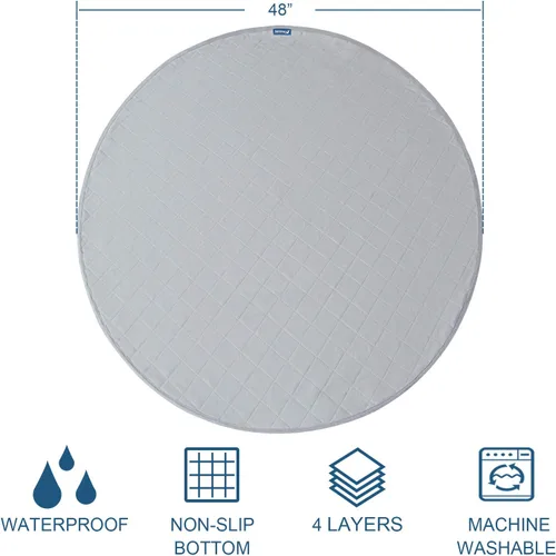 Miniatura 4 de Paquete de 2 almohadillas lavables para orina de perros, impermeables, redondas, de 48 pulgadas, almohadillas reutilizables para orina, almohadillas
