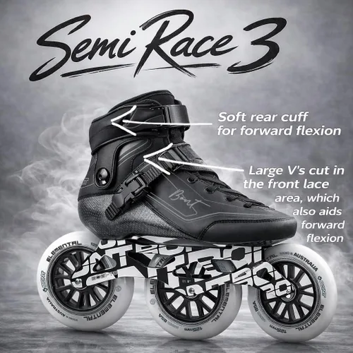 Miniatura 3 de Bont Patines en línea Semi Race III de 4.921 in, marco 2PF Unity de 11.8 pulgadas, ruedas elementales de 4.921 in, rodamientos ABEC 7, fitness