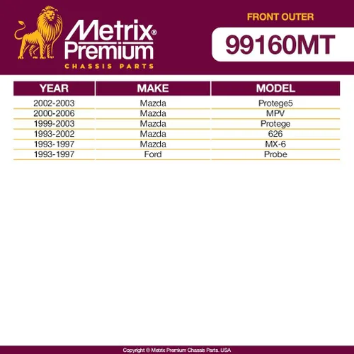 Miniatura 3 de Metrix Premium Chassis Parts - Kit de 2 extremos de barra de acoplamiento exterior delantera para Mazda Protege5 02-03, 00-06 MPV, 99-03 Protege