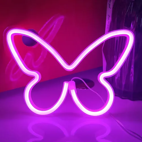 JYWJ Letrero de neón de mariposa, luz de neón con pilas USB o 3 AA, decoración de mesa LED, decoración de pared de dormitorio, regalo de cumpleaños,
