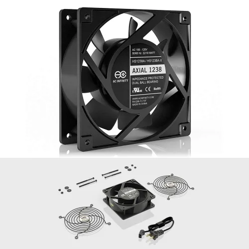 Miniatura 2 de AC Infinity Ventilador Axial 1238, Muffin, 115 V 120 V CA 120 mm x 38 mm, alta velocidad, para proyectos de ventilación y refrigeración de bricolaje