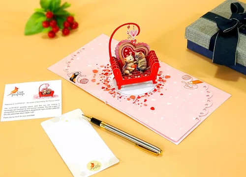 Miniatura 3 de CUTPOPUP - Tarjetas de aniversario desplegables para pareja, tarjeta de aniversario de boda 3D para él, esposa, marido, mamá, papá, tarjeta