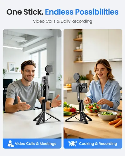 Miniatura 7 de UBeesize Trípode magnético para selfie stick con luz regulable y control remoto recargable, soporte de trípode portátil de viaje para teléfonos