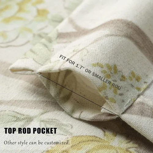 Miniatura 3 de Leeva Cortinas rústicas de cocina con estampado floral verde mezclado de lino para media ventana, para comedor, bolsillo para barra, cafetería