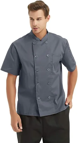 Miniatura 4 de TOPTIE 3 Pack Custom Short Sleeve Chef Abrigos Personalizados Transferencia de Calor y Chaquetas Bordadas